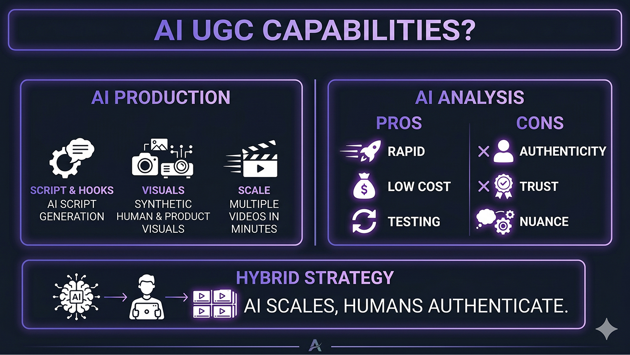 AI UGC Capabilities — AI Production, Analysis, and Hybrid Strategy