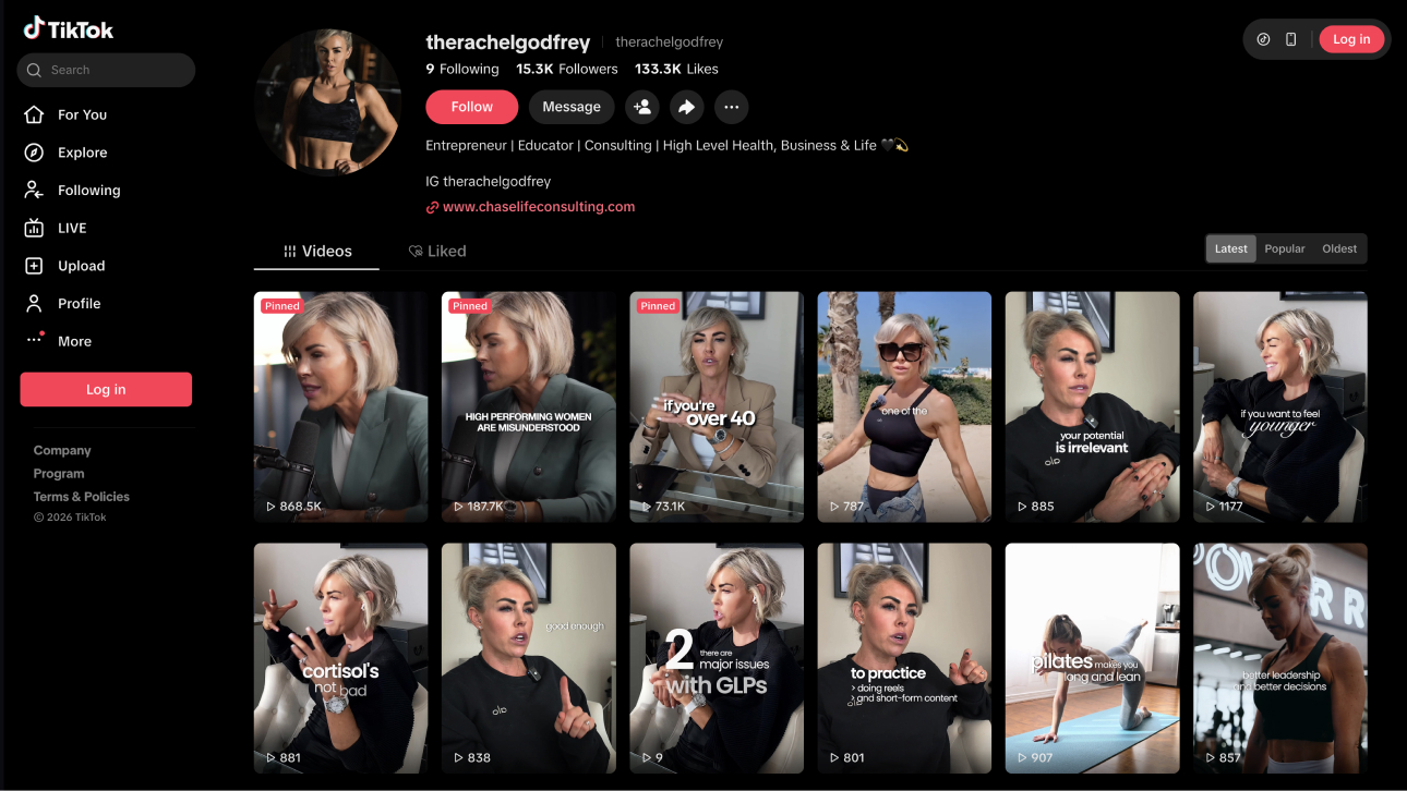Rachel Godfrey TikTok profile — UGC creator, London